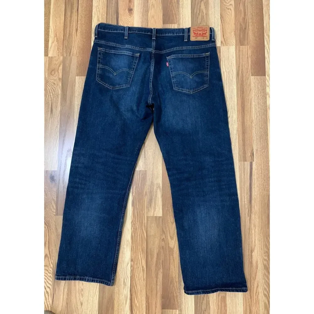 Levi's 569 Loose Straight Fit Mens 40x30 (tagged 40x34) Dark Wash Denim Whiskers